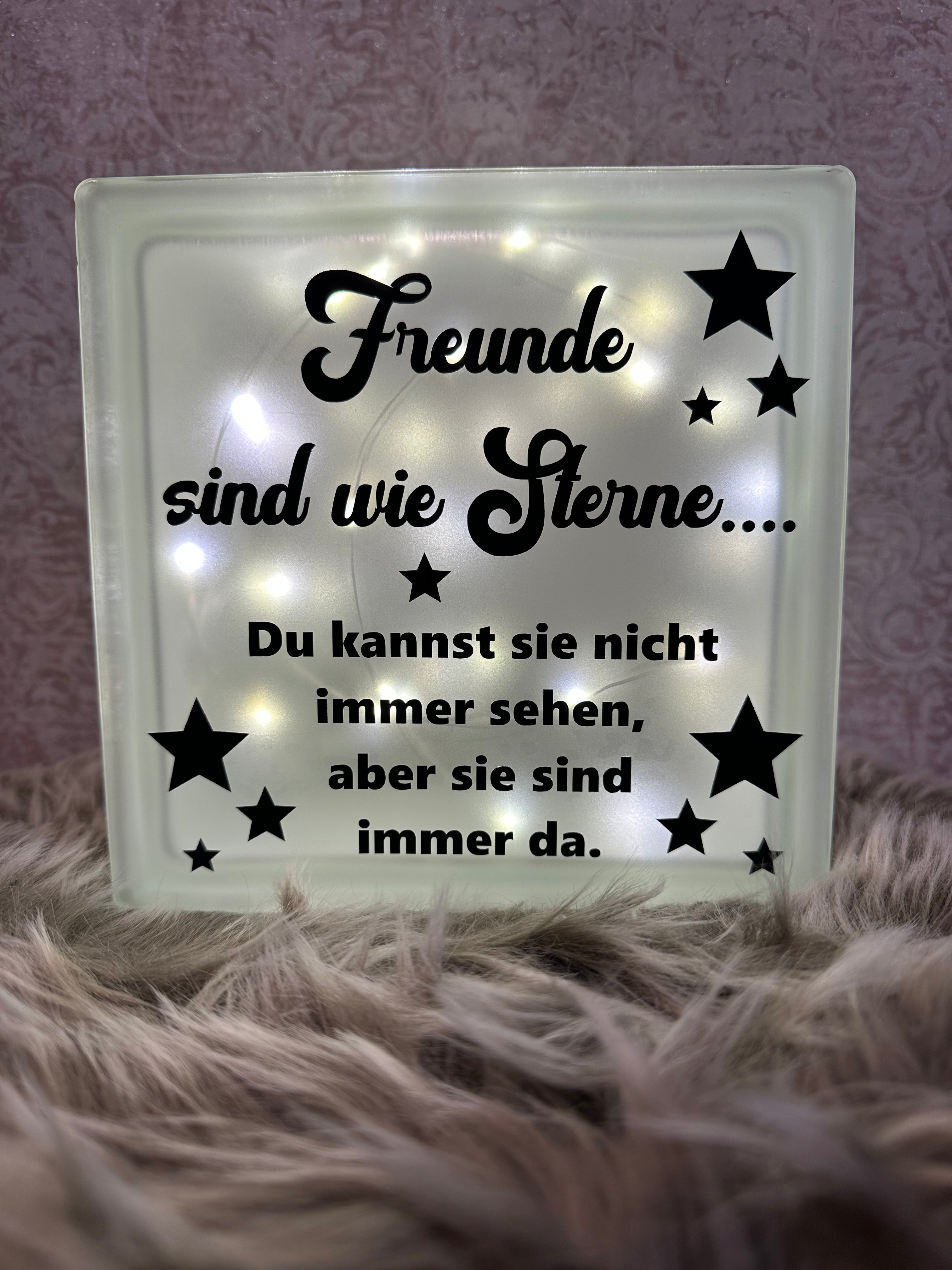 Glasbaustein "Freunde sind wie Sterne..."