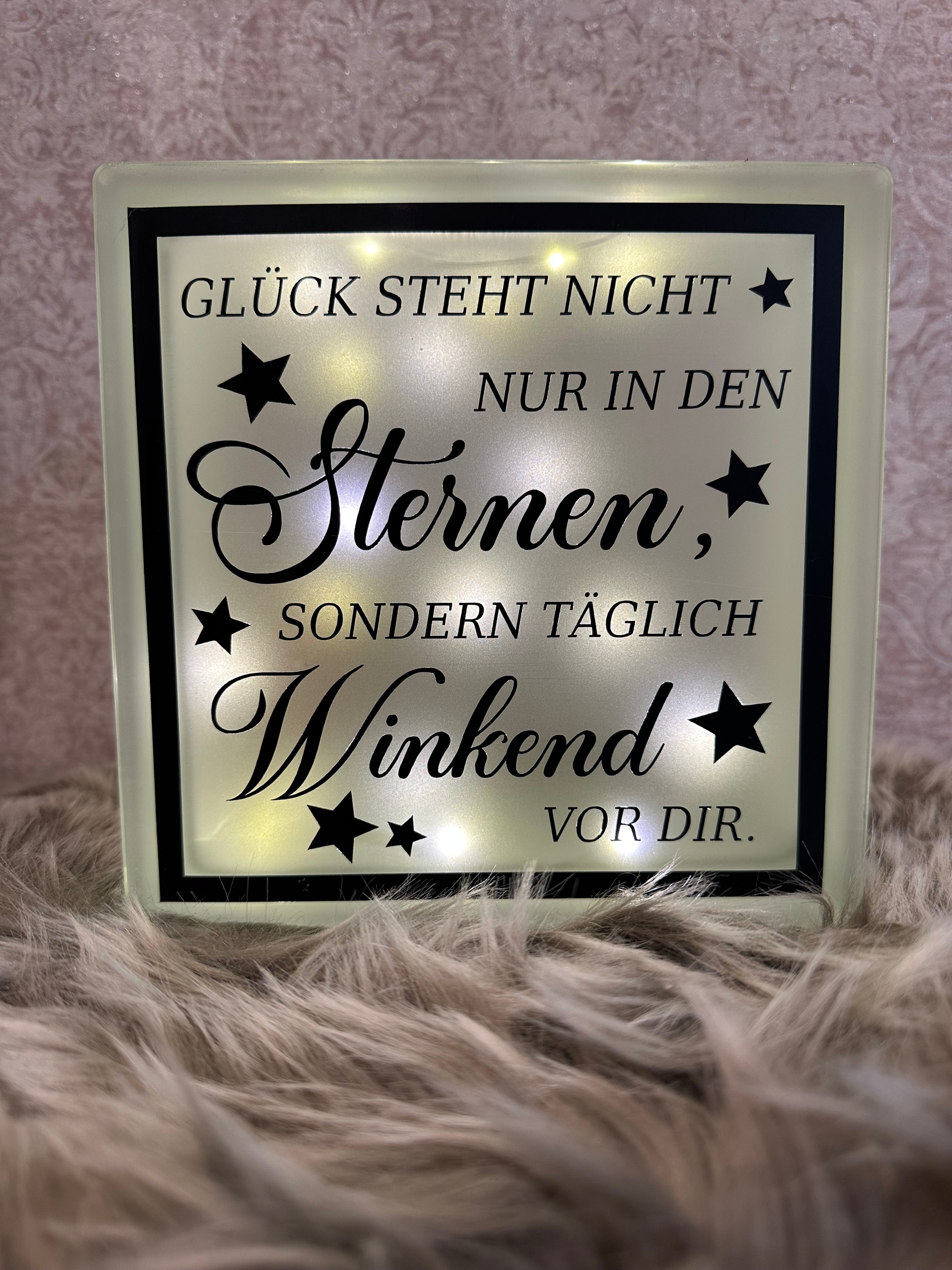 Glasbaustein "Glück steht nicht nur in den Sternen..."