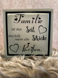 Glasbaustein " Familie ist das Seil..."