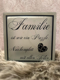 Glasbaustein "Familie ist wie ein Puzzle"